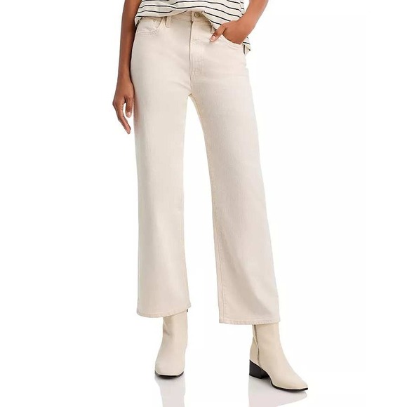 MOTHER The Rambler High Rise Ankle Jeans Women 32 Cream Straight Leg Classic NWT